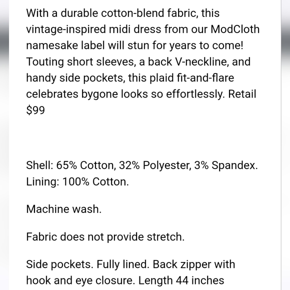 New Modcloth Plaid Dress - Picture 4 of 4